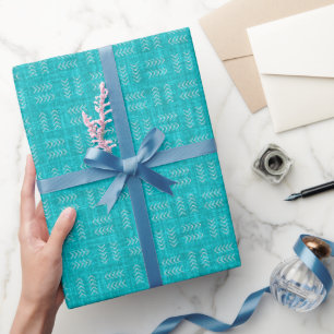 Pijlen op Turquoise Linnen Cadeaupapier