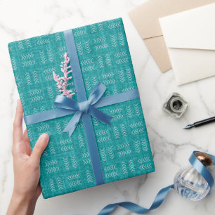 Pijlen op turquoise linnen cadeaupapier