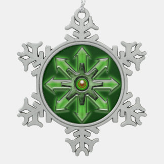 Pijlen van Chaos - Groen Tin Sneeuwvlok Ornament