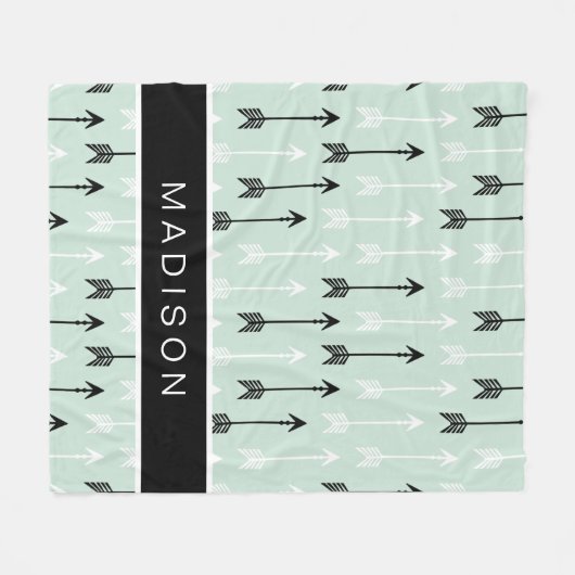 Pijlen Voeg Jouw naam Mint Black White toe Fleece Deken (Voorkant (Horizontaal))