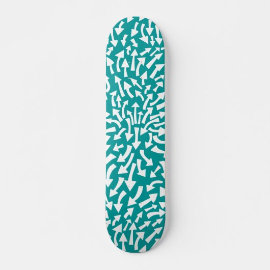 Pijlen - Wit op Blauwgroen (70s Flashback) Persoonlijk Skateboard (Voorkant)