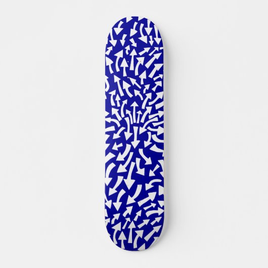 Pijlen - wit op donkerblauw (70 jaar terugslag) skateboard (Voorkant)