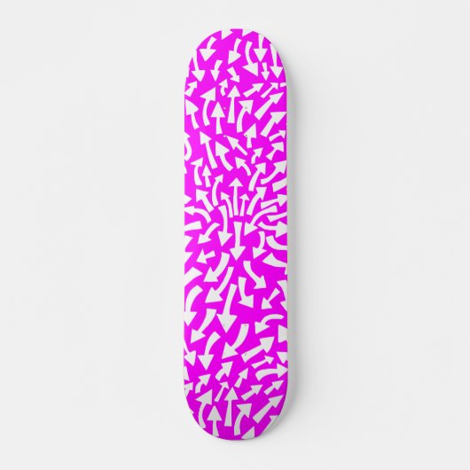 Pijlen - wit op magenta persoonlijk skateboard (Voorkant)