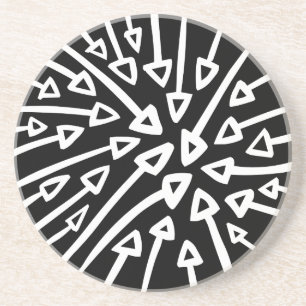 Pijlen - wit op zwart zandsteen onderzetter