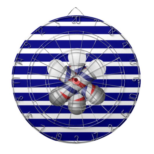 Pijlenbord Blauw & Wit Gestreepte Kapper Paal Kapp Dartbord (Voorkant)