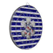 Pijlenbord Blauw & Wit Gestreepte Kapper Paal Kapp Dartbord (Voorkant Links)