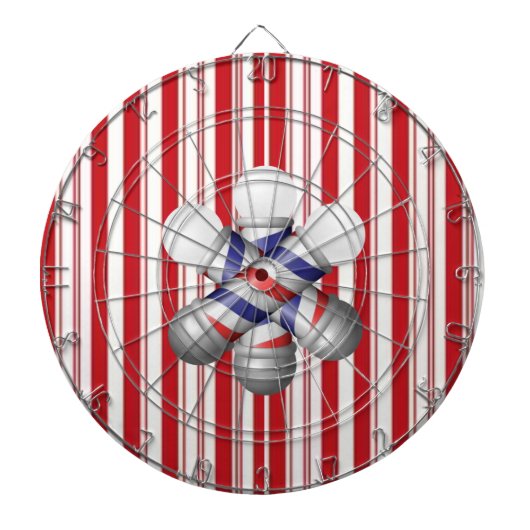 Pijlenbord Rood & Wit Streep Kapper Paal Kappers Dartbord (Voorkant)