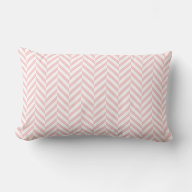 Pijler buitenshuis | Blush Pink Herringbone Patter Buitenkussen (Voorkant)