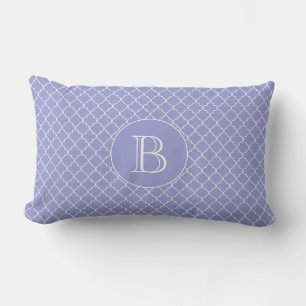 Pijler buitenshuis   Monogram blauw Quatrefoil-pat Buitenkussen