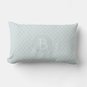Pijler buitenshuis   Monogram blauw Quatrefoil-pat Buitenkussen