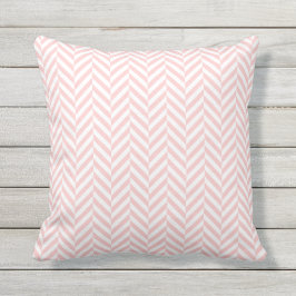 Pijler buitenshuis | Pastel Pink Herringbone Patte Buitenkussen