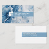 Pijler-Logo | Blauw marmeren achtergrond Visitekaartje (Voorkant / Achterkant)