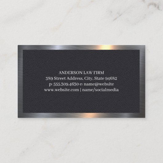 Pijler-Logo | Ledertextiel | Metaalversiering Visitekaartje (Achterkant)