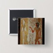 Pijler met Osiris en priester Vierkante Button 5,1 Cm (Voorkant /achterkant)