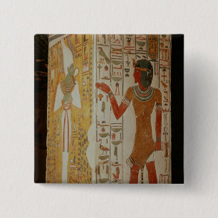 Pijler met Osiris en priester Vierkante Button 5,1 Cm