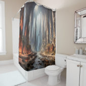 Pijlers en mensen douchegordijn (In situ)