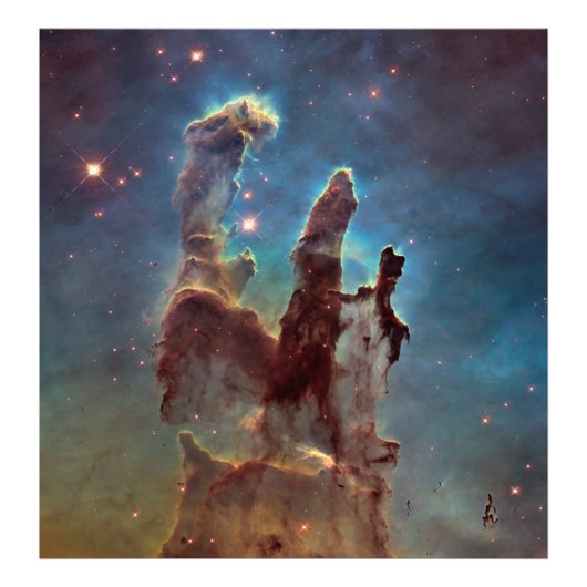 Pijlers van de schepping, Eagle Nebula Hubble Spac Foto Afdruk (Voorkant)