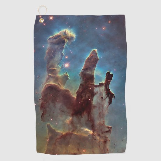 Pijlers van de schepping, Eagle Nebula Hubble Spac Golfhanddoek (Voorkant)