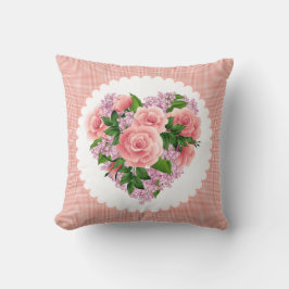 Pijlhartslag van roze rozen en lila bloem kussen