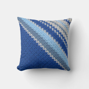 Pijling - haakpatroon - blauwe strepen (diagonaal) kussen