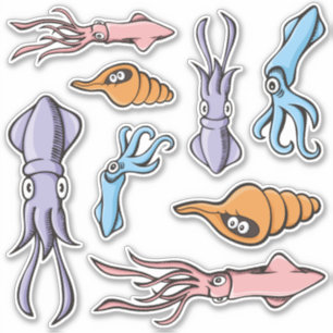 Pijlinktvis Cartoons Sticker Set