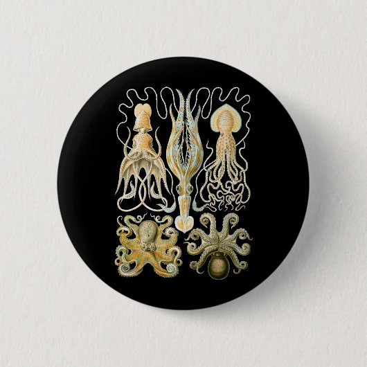 Pijlinktvis en octopus ronde button 5,7 cm (Voorkant)