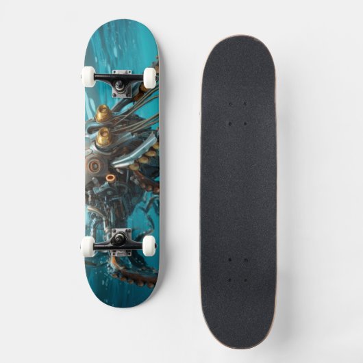 Pijlinktvis met steampunk pantser persoonlijk skateboard (Voorkant)