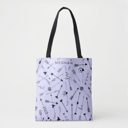 Pijlpatroon met liefdesscript | Monogram Tas (Voorkant)