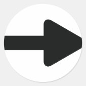 Pijlpictogram rechts zwart ronde sticker (Voorkant)