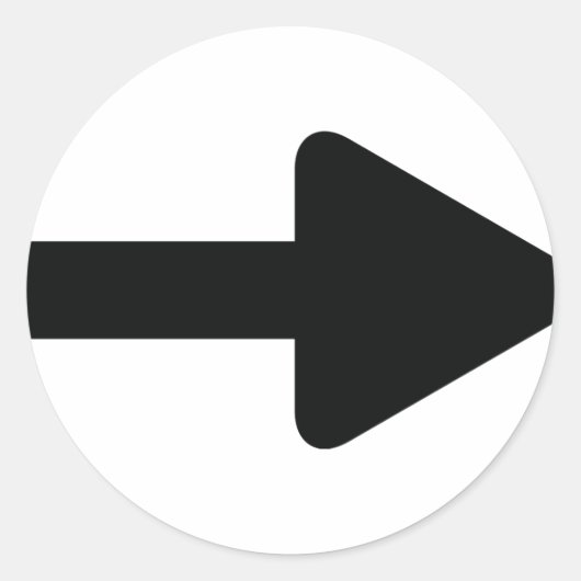 Pijlpictogram rechts zwart ronde sticker (Voorkant)