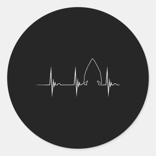Pijlpunt Jagen Hartslag Ekg Pulse Hunter Flint Ronde Sticker (Voorkant)