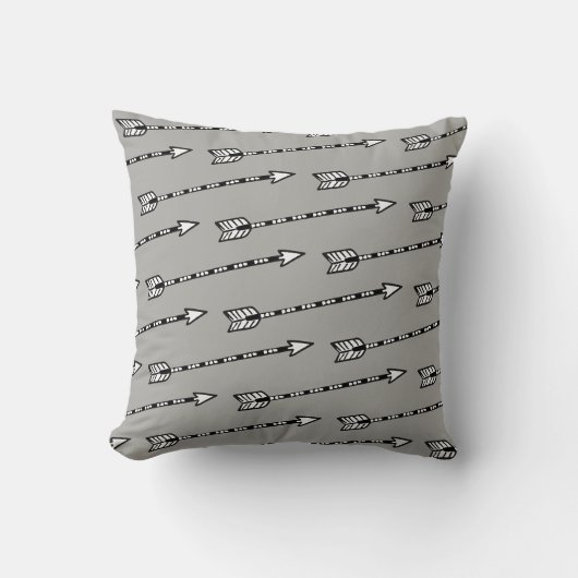 Pijlpuntpatroon Zwart Wit Grijs Kussen (Voorkant)