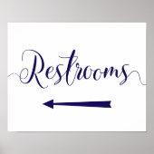 Pijlrichting Navy Blue Restrooms Linkerzijde Poster (Voorkant)