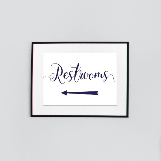 Pijlrichting Navy Blue Restrooms Linkerzijde Poster