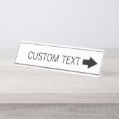 Pijlrichtingsteken met aangepaste tekst - RECHTS Bureau Naambordje (Voorkant)