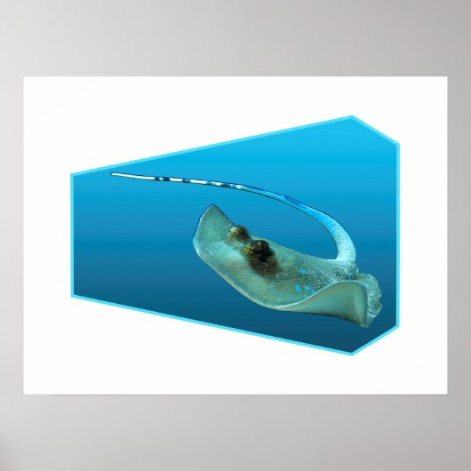 Pijlrog beweegt! Blauwe achtergrond met verloop on Poster (Voorkant)