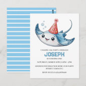 Pijlrog Verjaardagsfeest Uitnodiging Zwembad (Voorkant / Achterkant)
