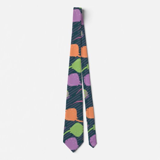 Pijlrog Vis Retro Pop Neon Abstract Stropdas (Voorkant)