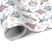 pijlstaartroggen en zeesterren inpakpapier (Rol Hoek)