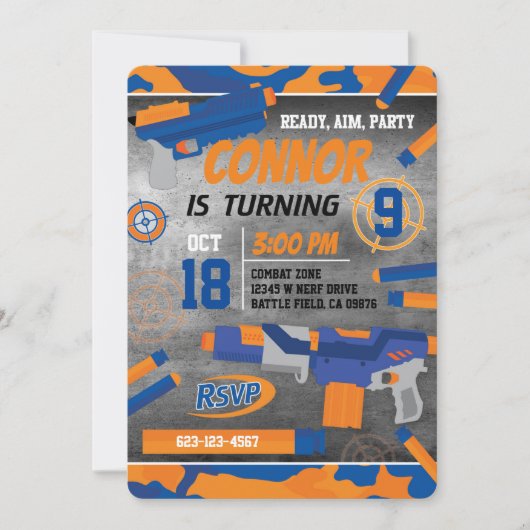 Pijltjes Pistool Uitnodiging (Voorkant)