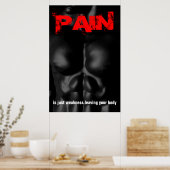 Pijn Bodybuilding Fitness Inspirerend Quote Poster (Keuken)