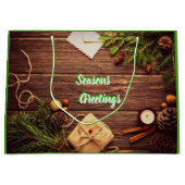 Pijn Cones en specerijen Seizoensgebonden Gift Bag Groot Cadeauzakje (Voorkant)