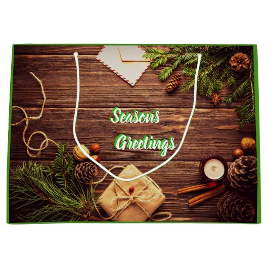 Pijn Cones en specerijen Seizoensgebonden Gift Bag Groot Cadeauzakje (Voorkant)