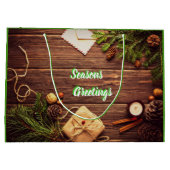 Pijn Cones en specerijen Seizoensgebonden Gift Bag Groot Cadeauzakje (Achterkant)