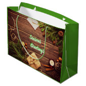 Pijn Cones en specerijen Seizoensgebonden Gift Bag Groot Cadeauzakje (Achterkant Gekanteld)