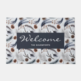 Pijn Cones & Needles Waterverf Patroon Welkom Deurmat