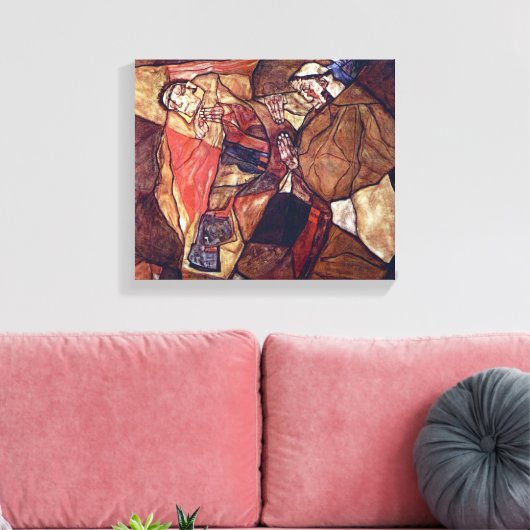 Pijn, de Doodsstrijd door Egon Schiele Canvas Afdruk (Insitu (Woonkamer))