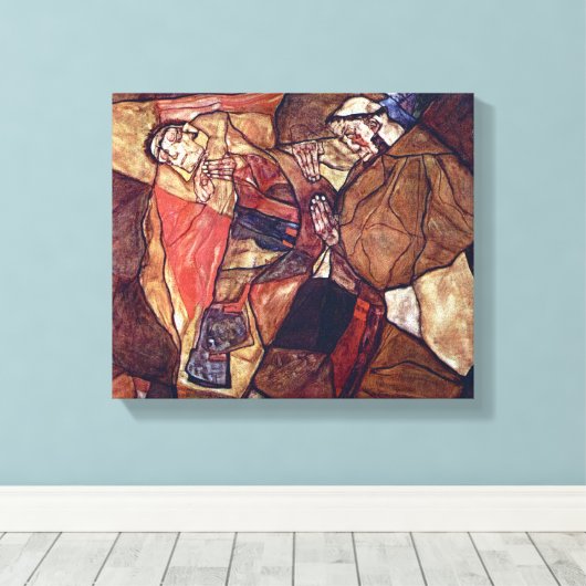 Pijn, de Doodsstrijd door Egon Schiele Canvas Afdruk (Insitu (Houten vloer))
