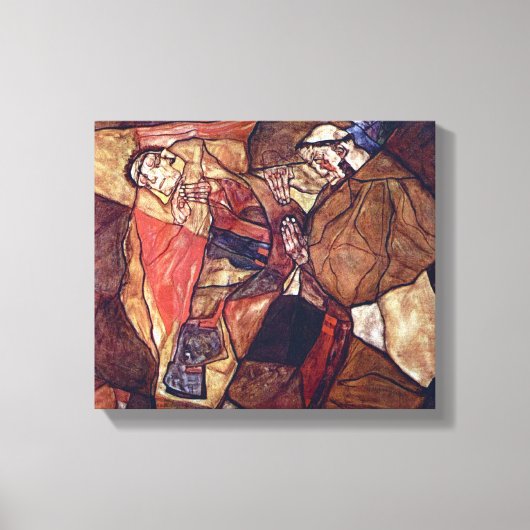 Pijn, de Doodsstrijd door Egon Schiele Canvas Afdruk (Voorkant)