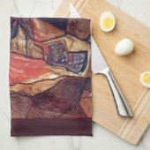 Pijn, de Doodsstrijd door Egon Schiele Theedoek (Quarter Fold)